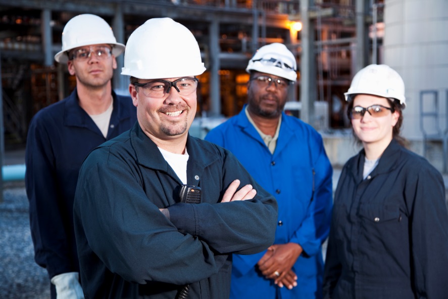 photo of workers wearing safety glasses